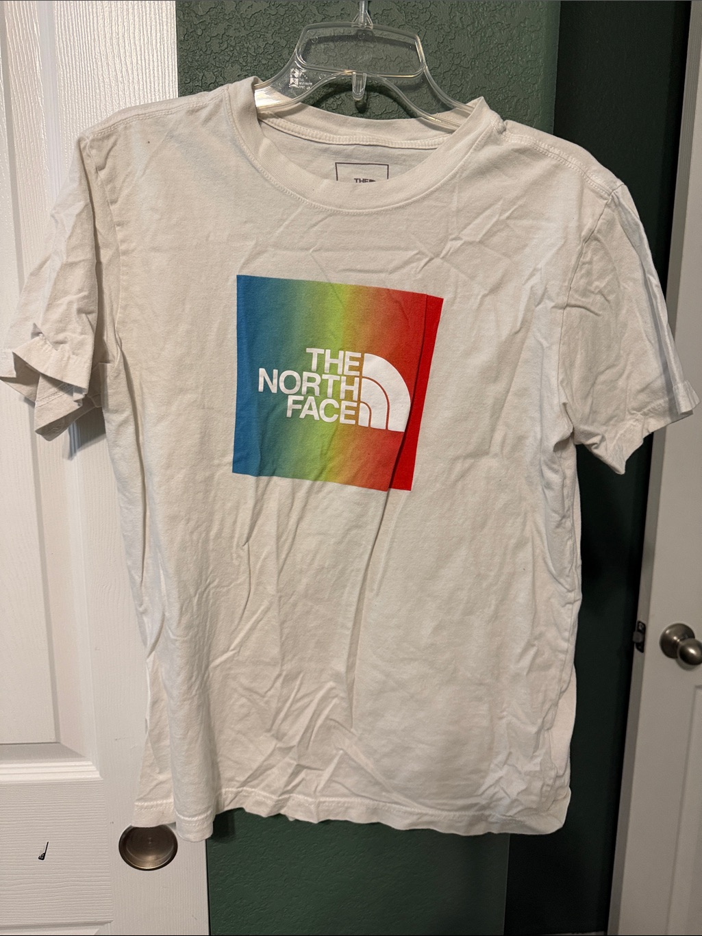 The North Face White Tee With Rainbow Square Graphic